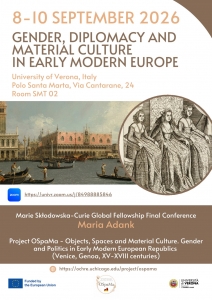 Convegno internazionale: Gender, diplomacy and material culture in Early Modern Europe